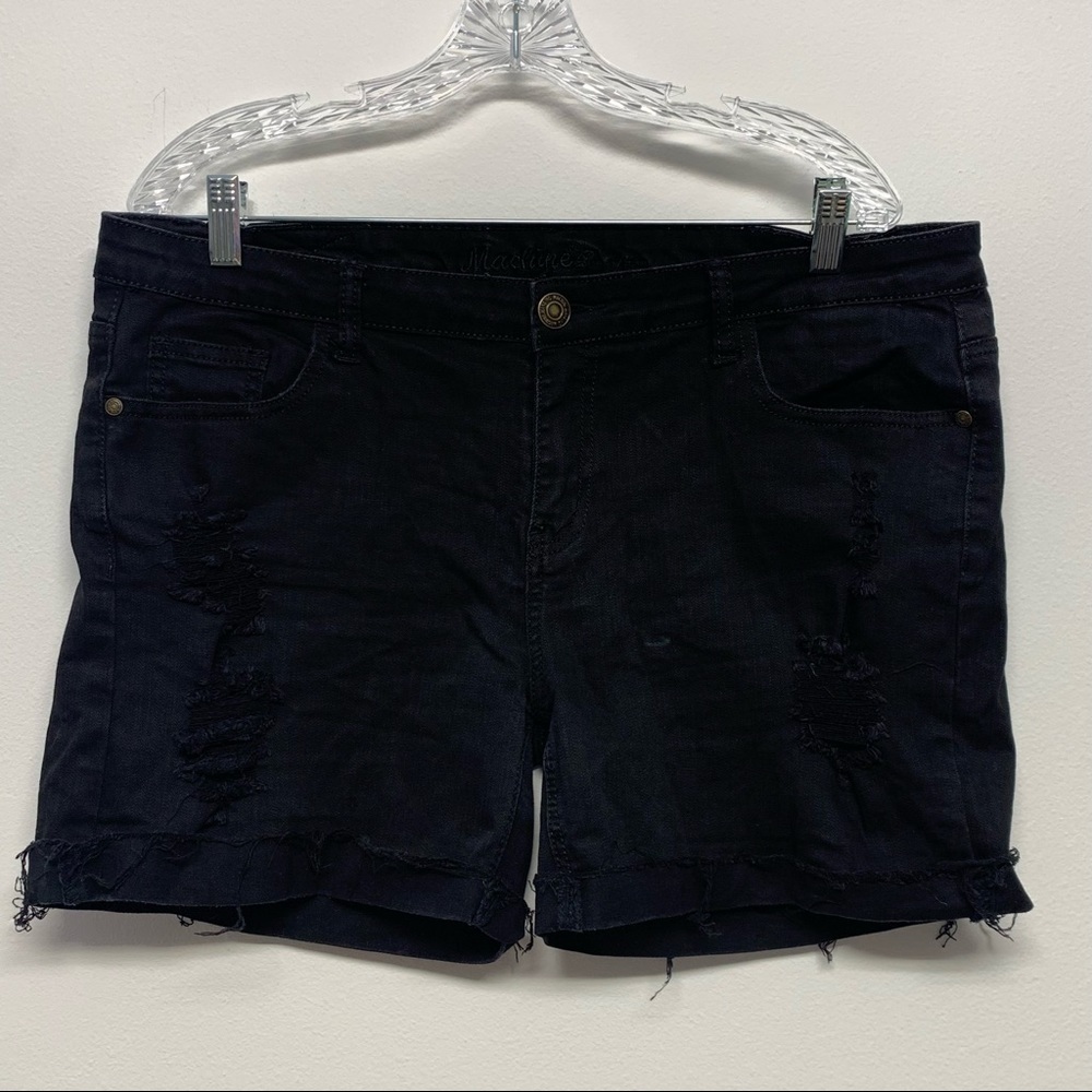Machine Nouvelle Mode Women's Size 50 American Black Distressed Jean Shorts